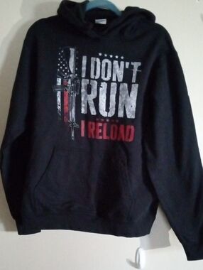 Black 'I Don't Run I Reload' Graphic Pullover Hoodie
